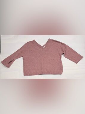 Madewell Double V-Neck Pullover Knit Cotton Blend Sweater Pink Women’s M